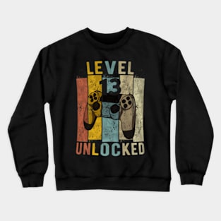 13th Birthday Level 13  Video Crewneck Sweatshirt